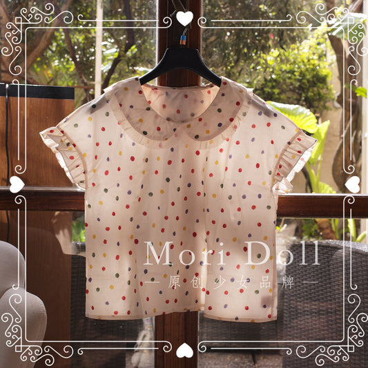Mori Doll - Color Dot Cotton Lace Blouse shirt Mori Doll