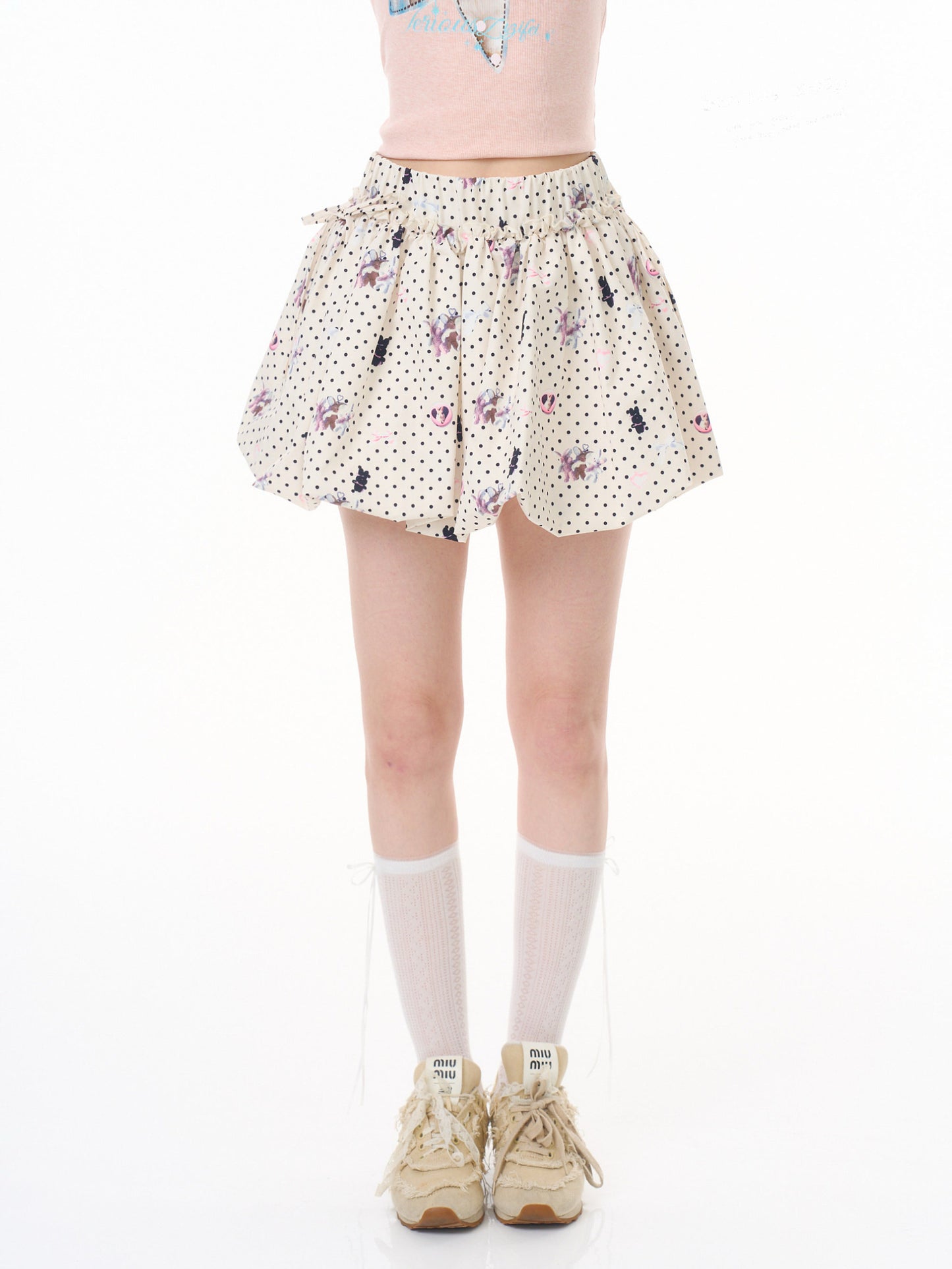 ziziFei - Bunny Polka Puff Mini Skirt skirt ziziFei
