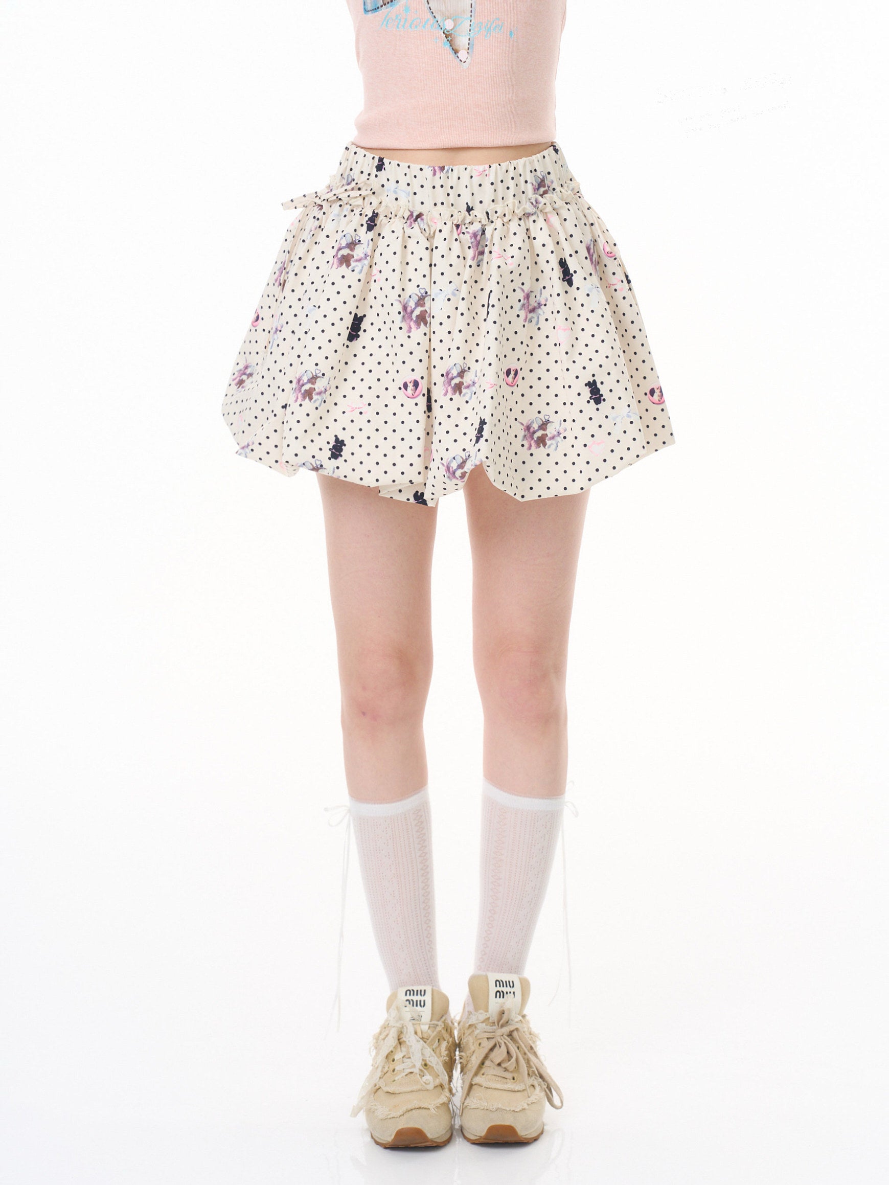 ziziFei - Bunny Polka Puff Mini Skirt skirt ziziFei