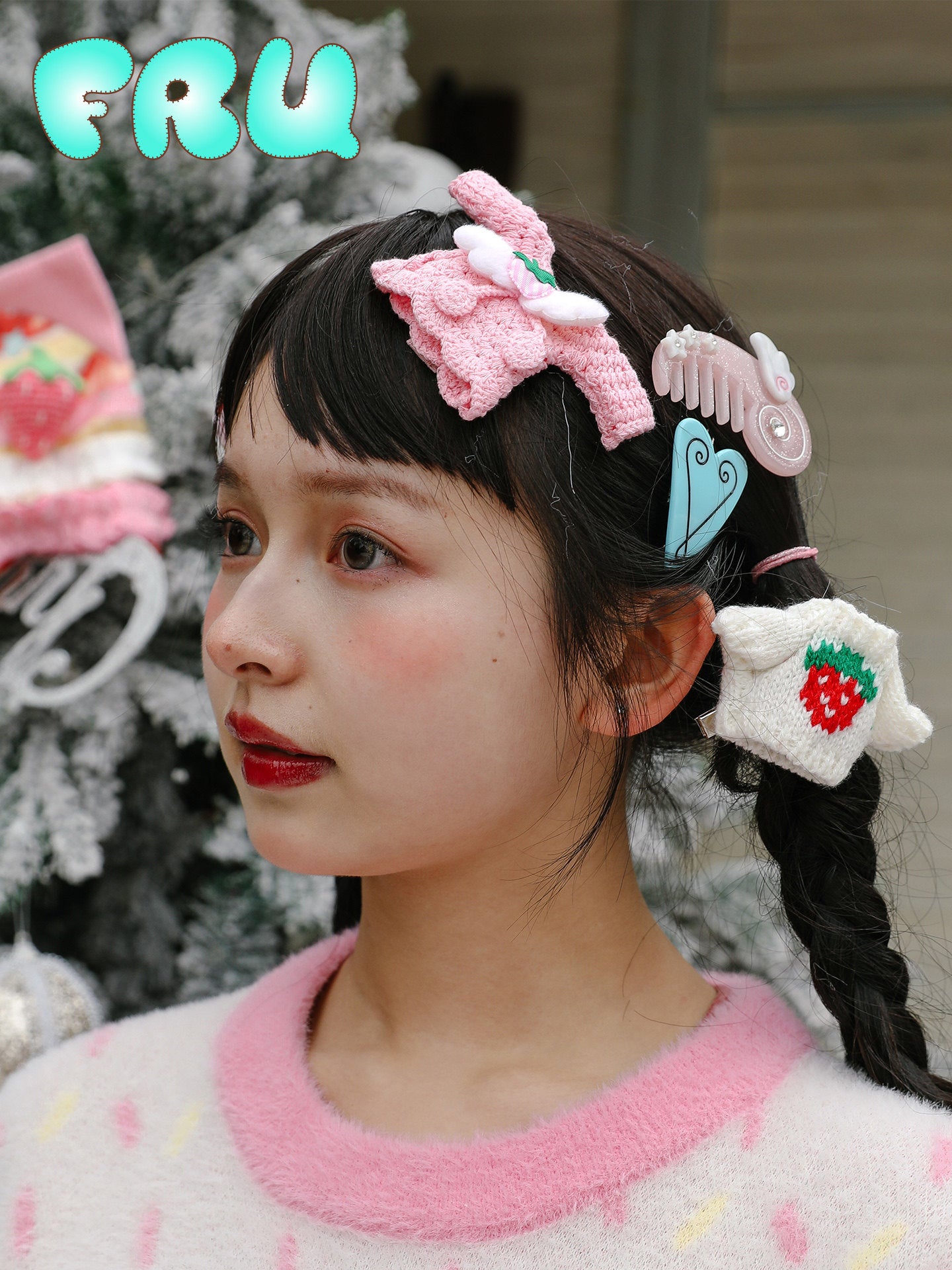 frufru - Kawaii Strawberry Knit Hair Clip hair clip frufru