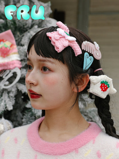 frufru - Kawaii Strawberry Knit Hair Clip hair clip frufru
