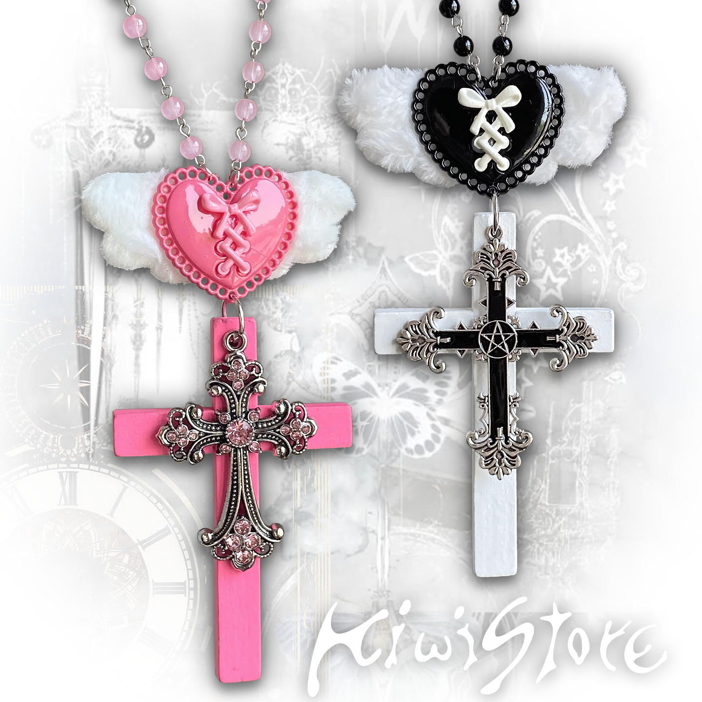 Kiwi Store - Y2K Large Angel Cross Necklace necklace kiwi store