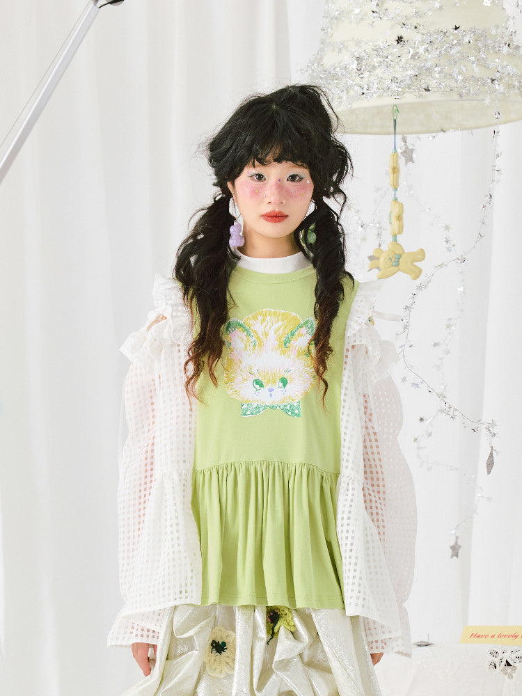 HELPHELP - Green Patchwork Graffiti Knit Top tshirt HELPHELP S