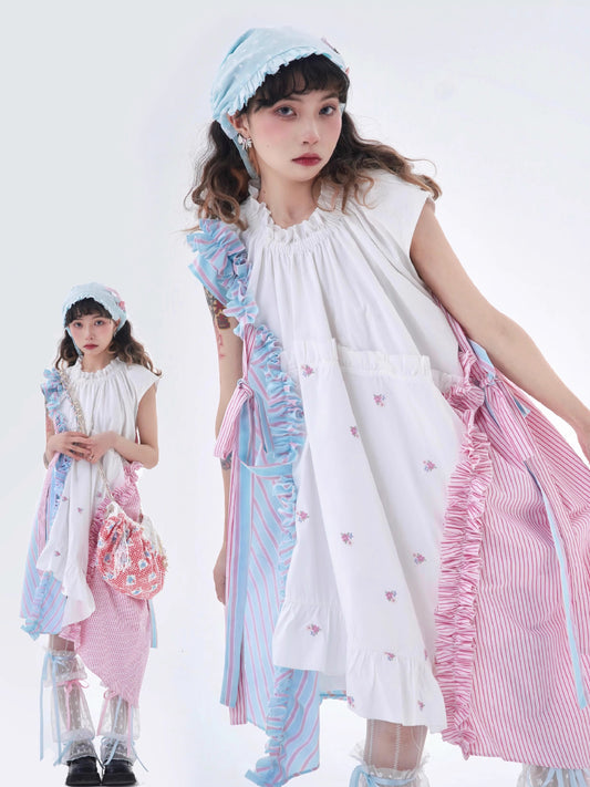 ShiChang Dopamine Dress | Pink Blue Patchwork Dress | Sweet Cool Irregular Summer Dress dress ShiChang
