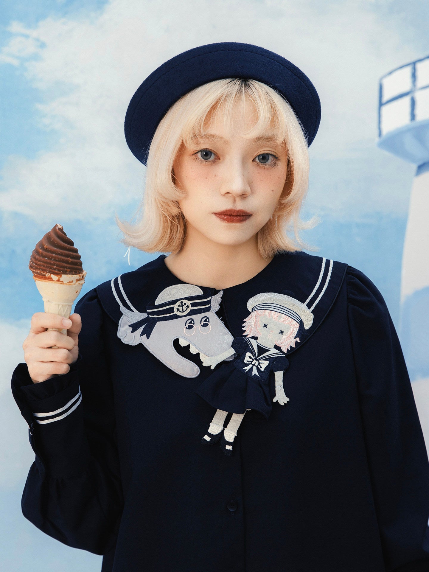 Meugler - Kawaii Navy Wolf Sailor Blouse blouse Meugler