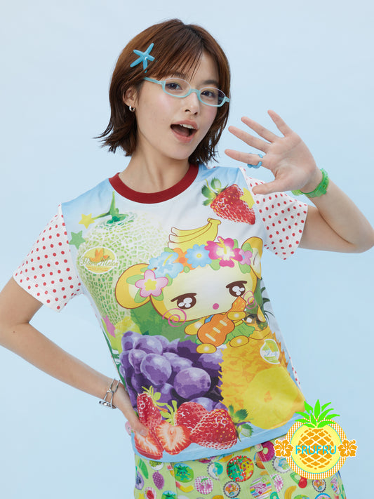 Frufru Monkey Print Cotton T-Shirt | Kawaii Cartoon Tee tshirt frufru