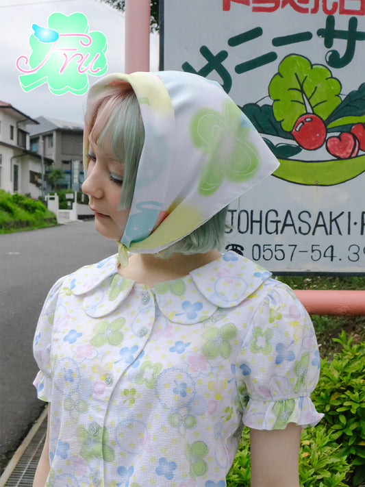 frufru Four-Leaf Clover Headscarf | Colorful Summer Silk Scarf