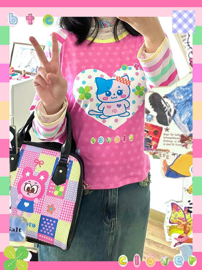 Bodytalk - Kawaii Y2K Colorblock Long Sleeve Tee shirt bodytalk