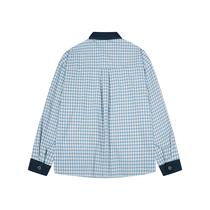 BIBULU - Kawaii Dog Embroidered Plaid Shirt shirt BIBULU