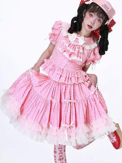 SOS MEME CLUB - Showa Pink Polka Dot Skirt skirt SOS MEME CLUB