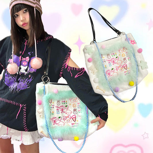 Hottie - Doodle Plush Pom Pom Tote Bag bag Hottie