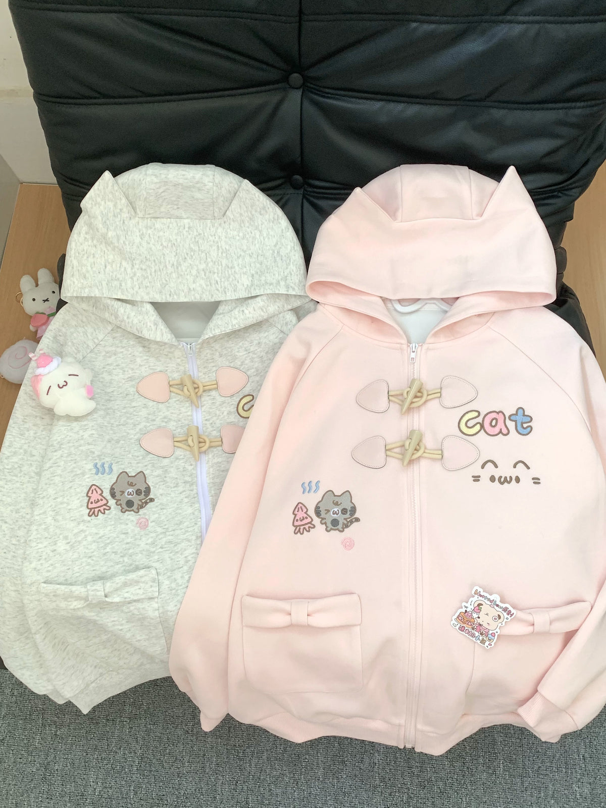 Blurred Bear - Cat Embroidered Hoodie & Mini Skirt Set hoodie Blurred Bear