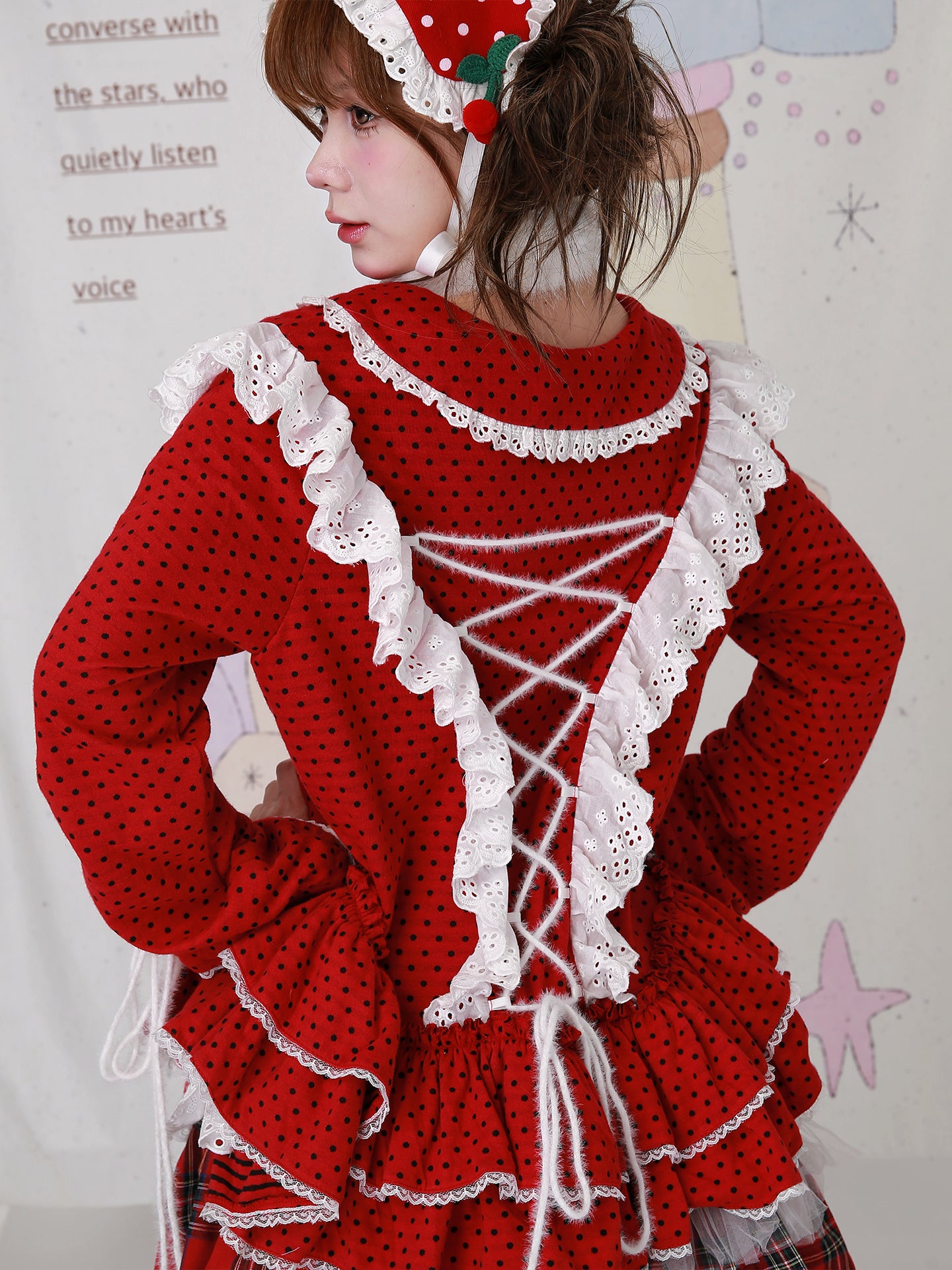 SOS MEME CLUB - Kawaii Red Polka Dot Sweatshirt shirt SOS MEME CLUB