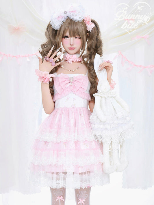 BunnyBite - Hime Gyaru Lace Polka Dot Cami Dress dress bunny bite