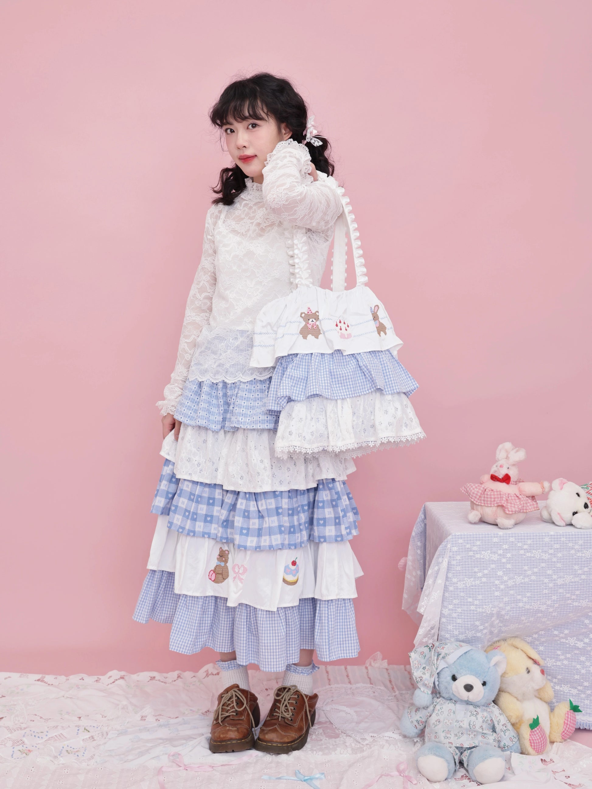 SemenCoicis Sweet Lace Rose Top | Kawaii Bow Detail Long Sleeve Undershirt shirt SemenCoicis