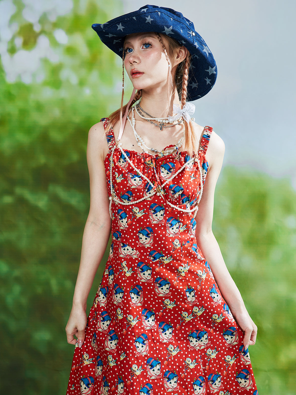 SOS MEME CLUB – Showa Retro Red Long Dress dress SOS MEME CLUB
