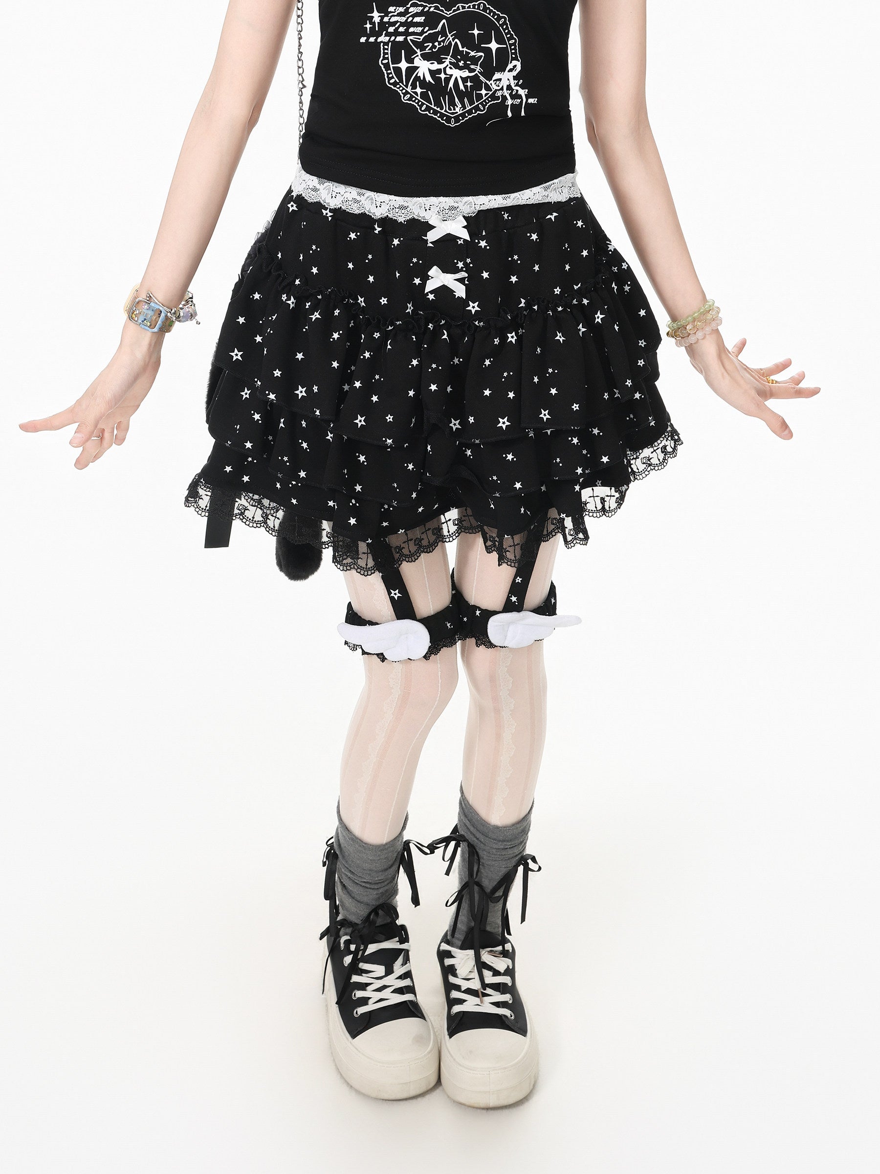 Languid Park - Lace Bow Puffy Mini Skirt skirt Languid Park