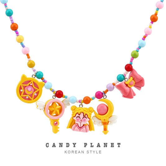 Candy Planet - Decora Kei Sailor Moon Bow Beaded Necklace necklace candy planet