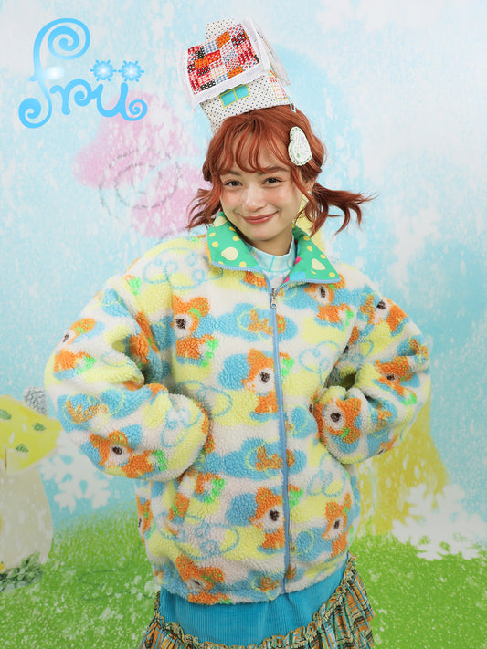 frufru Cartoon Fleece Jacket | Harajuku Reversible Teddy Coat