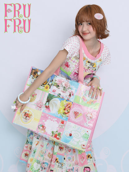 frufru - Vintage Collage Print Woven Tote Bag bag frufru