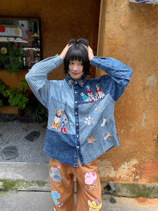 BIBULU - KidCore Embroidered Striped Long Sleeve Shirt shirt BIBULU