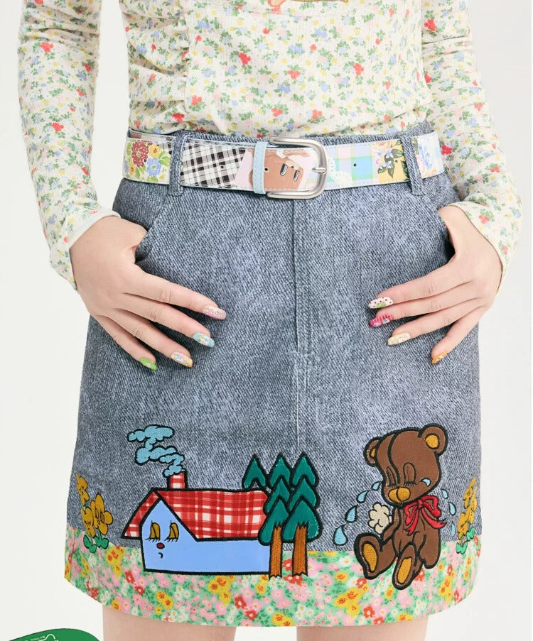 tntntutu - Cute Teddy Patchwork Mini Skirt skirt tntntutu S