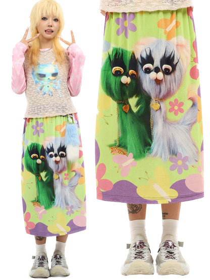 NIHON KIDS - Decora Velvet Maxi Skirt Garden Dog Cute skirt NIHON KIDS