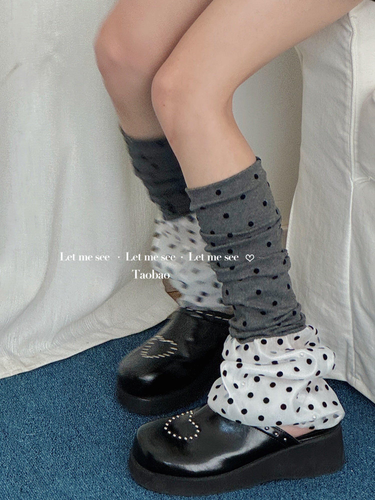 LET ME SEE - Kawaii Patchwork Polka Dot Leg Warmers leg warmmers let me see