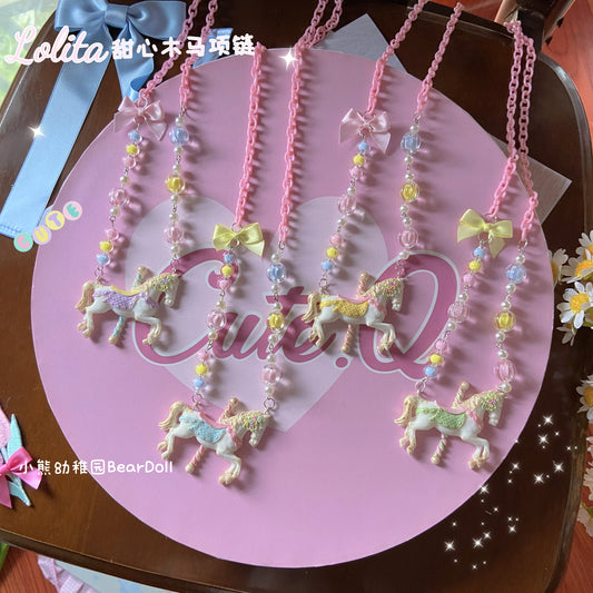 Bear Doll - Decora Kei Sweet Carousel Horse Necklace necklace Bear Doll
