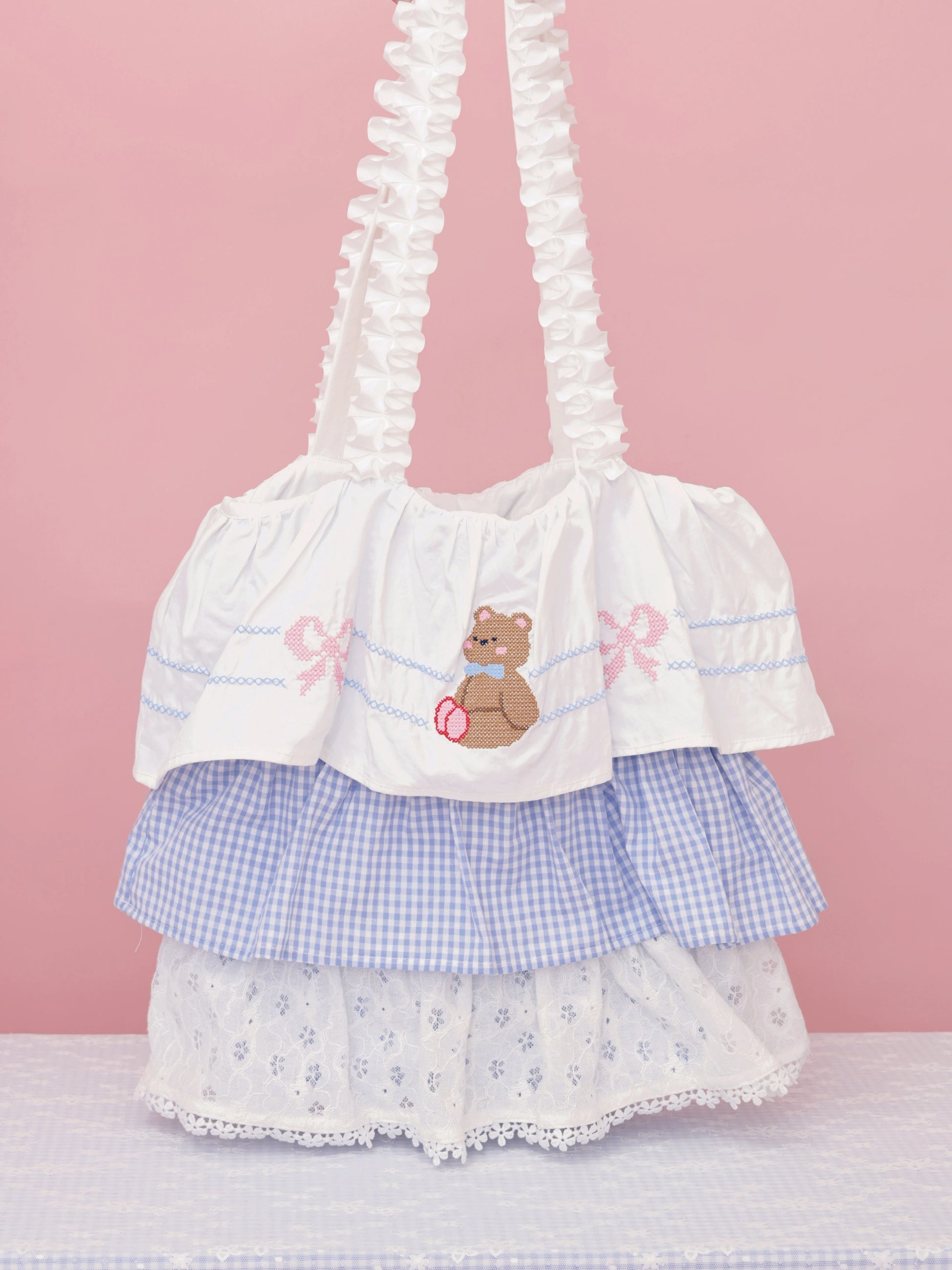 SemenCoicis Kawaii Bear Cake Bag | Sweet Ruffle Bow Shoulder Tote bag SemenCoicis