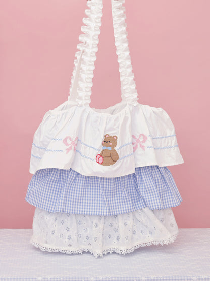SemenCoicis Kawaii Bear Cake Bag | Sweet Ruffle Bow Shoulder Tote bag SemenCoicis