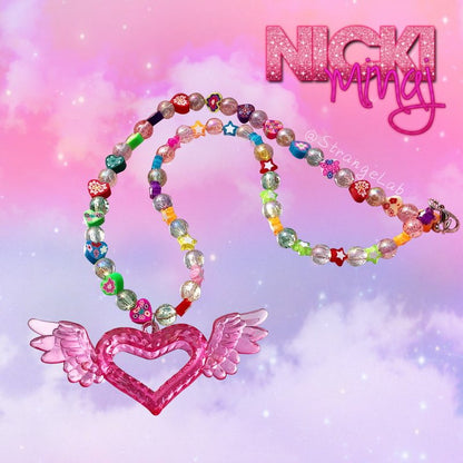 Strangelab - Sparkly Heart Wing Beaded Statement Necklace necklace strangelab