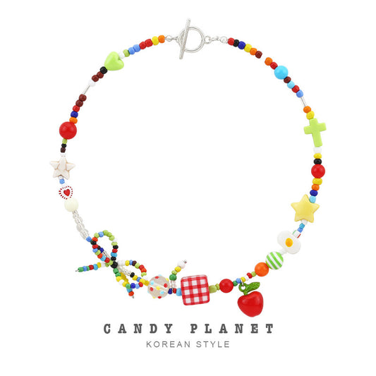 Apple Bow Beaded Necklace necklace candy planet