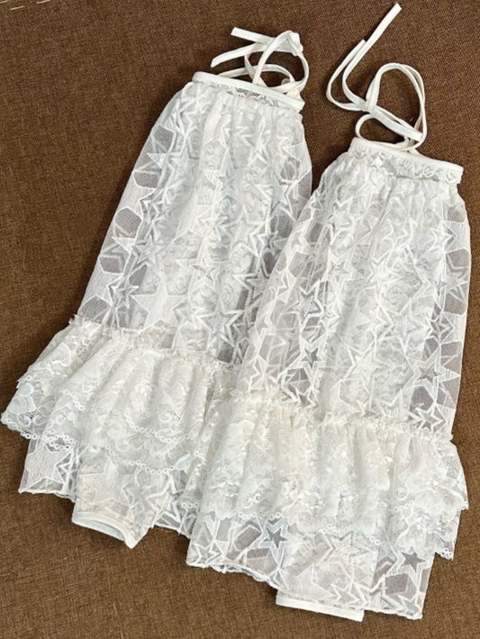 Cute Lin Y2K Star Lace Slouch Leg Warmers | Harajuku Sheer Layered Legwear leg warmmers cute lin