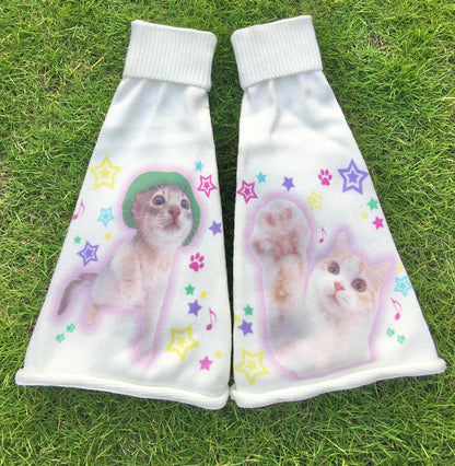 NIHONKIDS - Y2K Happy Cat Millennium Girl Leg Warmers leg warmmers NIHON KIDS