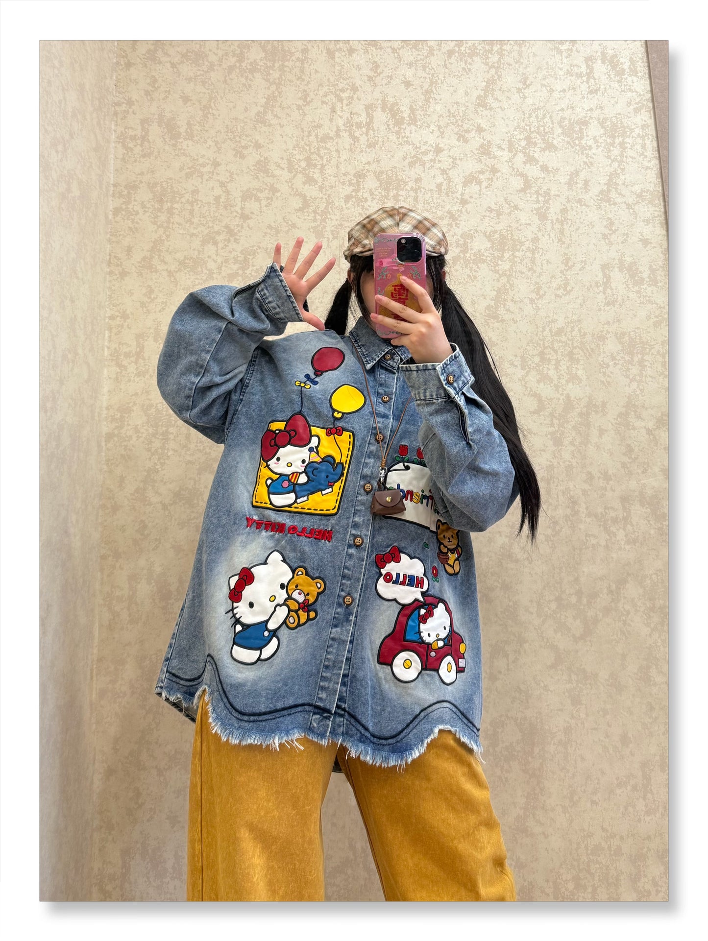 BIBULU - Kidcore Cartoon Embroidered Denim Shirt blouse BIBULU M