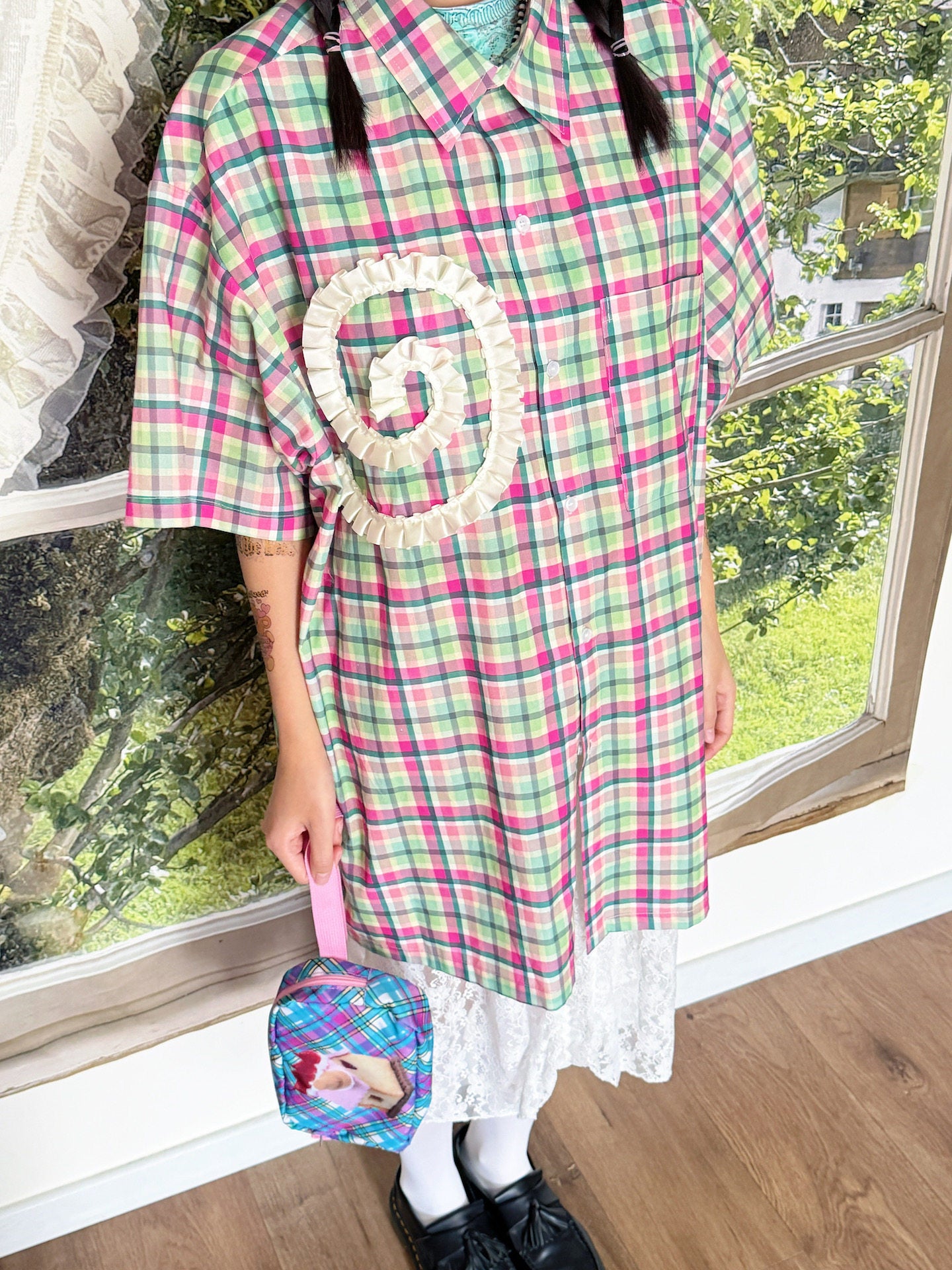 bunnybunnygun - Oversized Plaid Shirt shirt bunnybunnygun