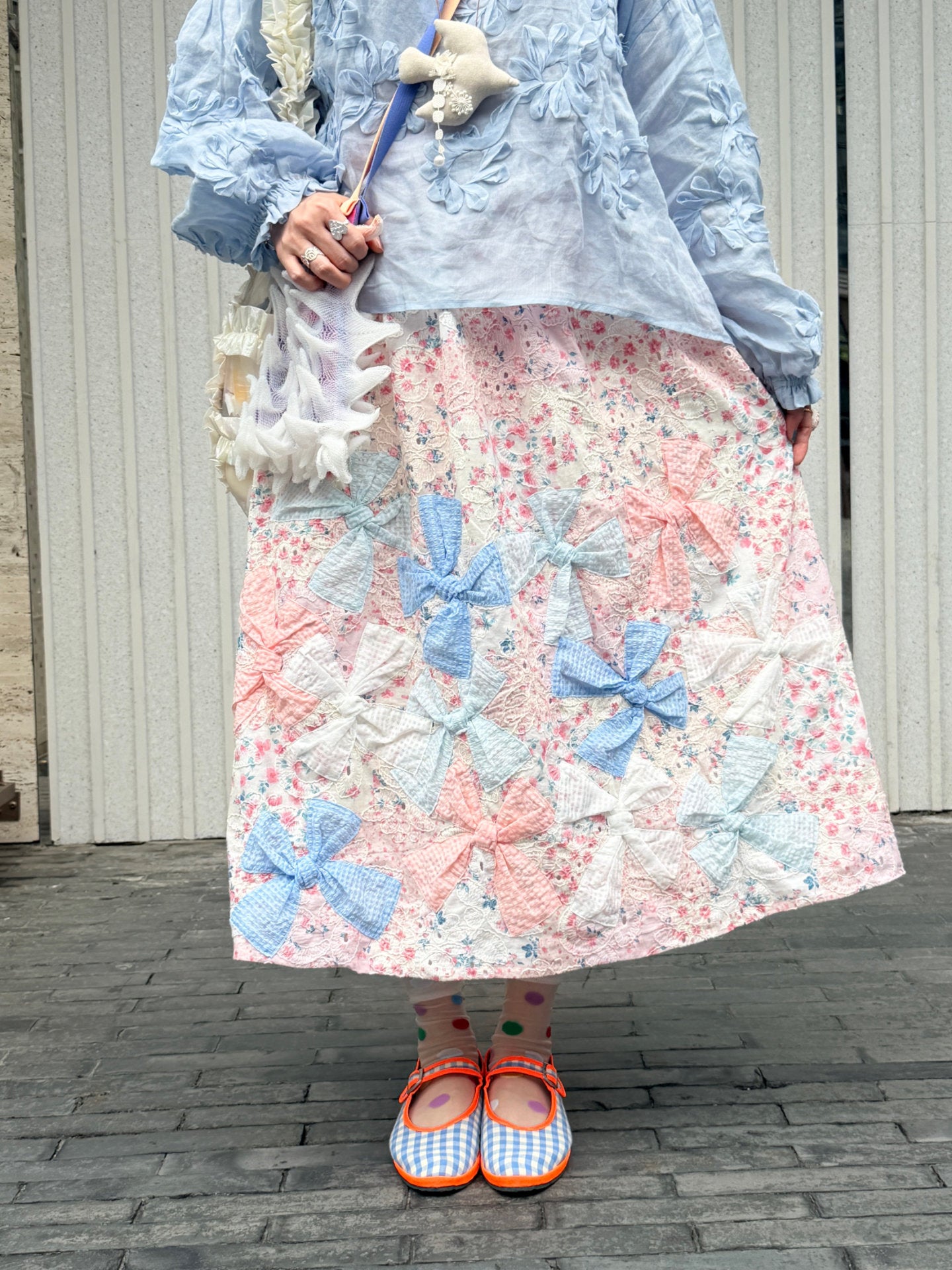 DADANAKO - Vintage Embroidered Lace A-Line Skirt