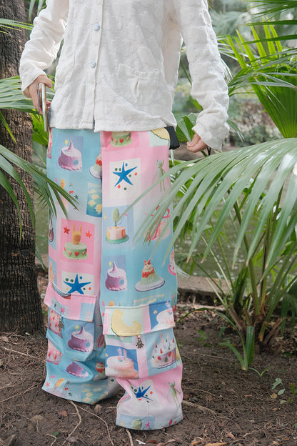 No Blue Today - Dream Cake Print Wide Leg Pants pants No Blue Today