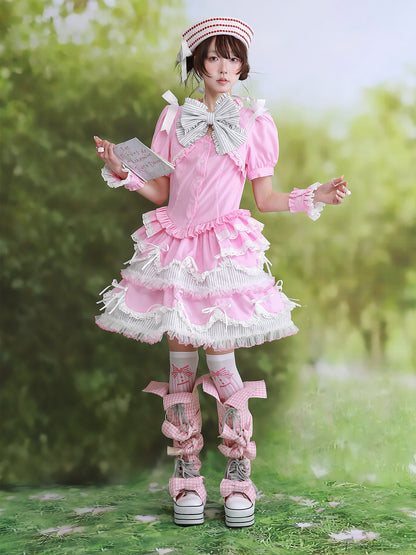 SOS MEME CLUB - Pink Stripe Puff Skirt skirt SOS MEME CLUB