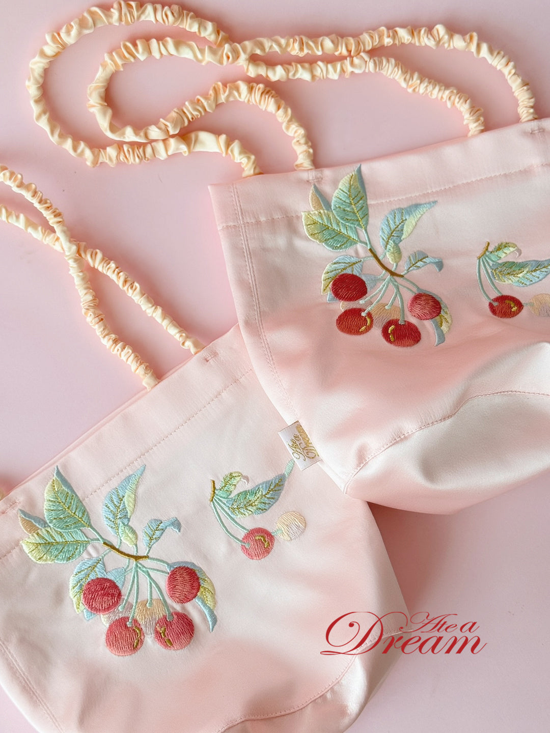 Ate a Dream - Cherry Embroidered Mini Tote Bag bag Ate a Dream