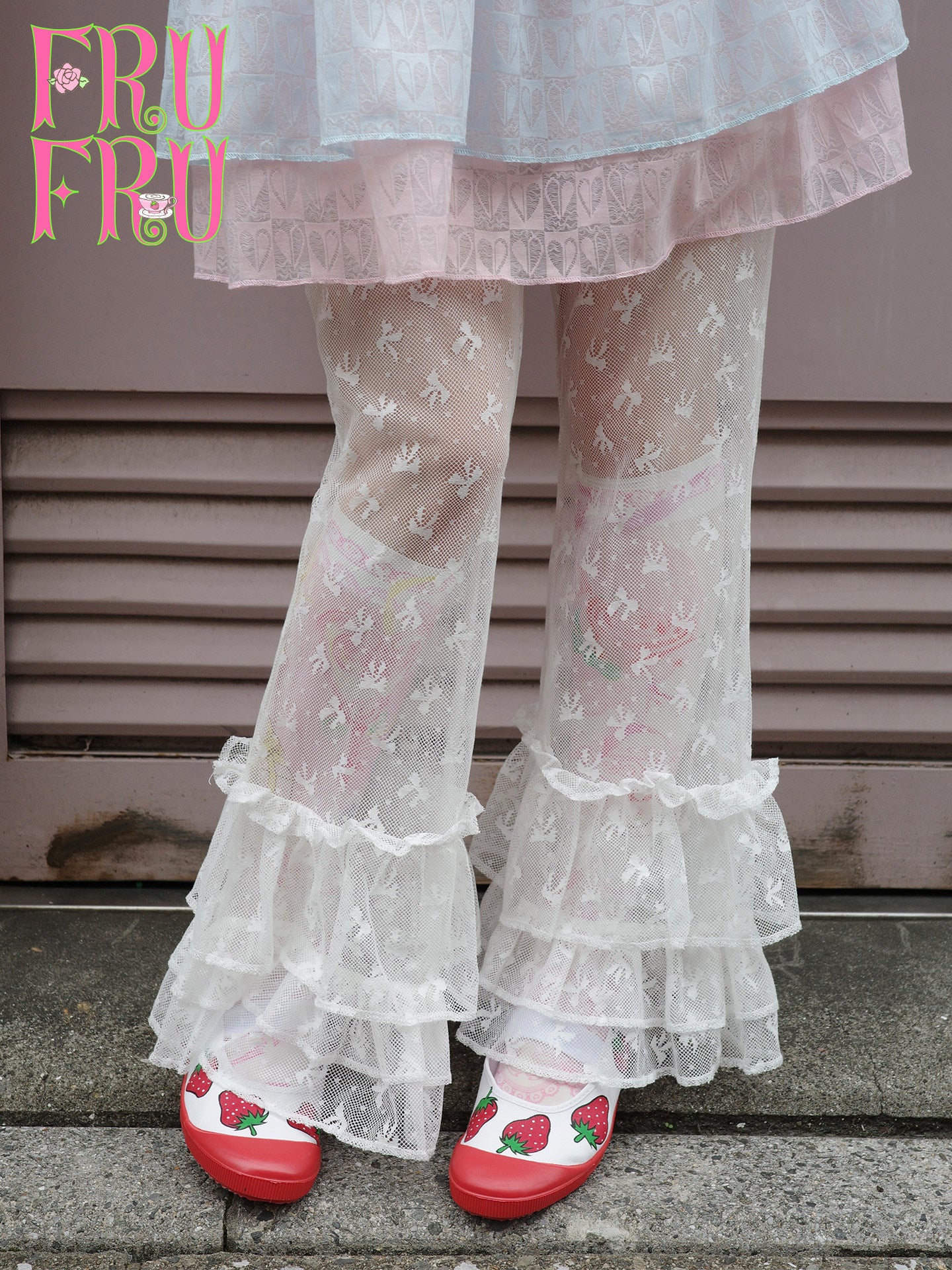 frufru - Lace Bow Flare Pants | Y2K Girly Kawaii Japanese Fashion pants frufru