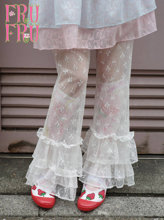 frufru - Lace Bow Flare Pants | Y2K Girly Kawaii Japanese Fashion pants frufru