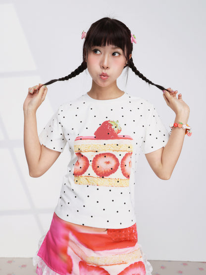 FRUITS - White Strawberry Print Tee tshirt Fruits