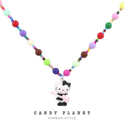 Candy Planet - Decora Kei Guitar Kitty Beaded Necklace necklace candy planet