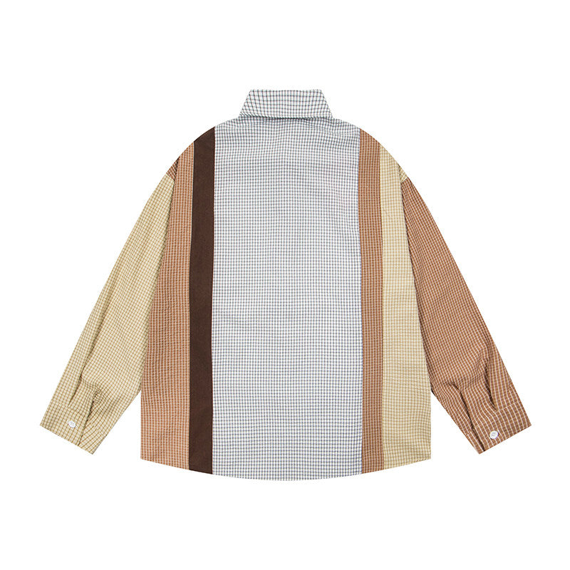 BIBULU - Kidcore Patchwork Plaid Embroidered Shirt shirt BIBULU