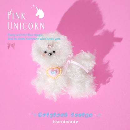 Pink Unicorn - Kawaii Fluffy Dog Hair Clip hair clip pink unicorn