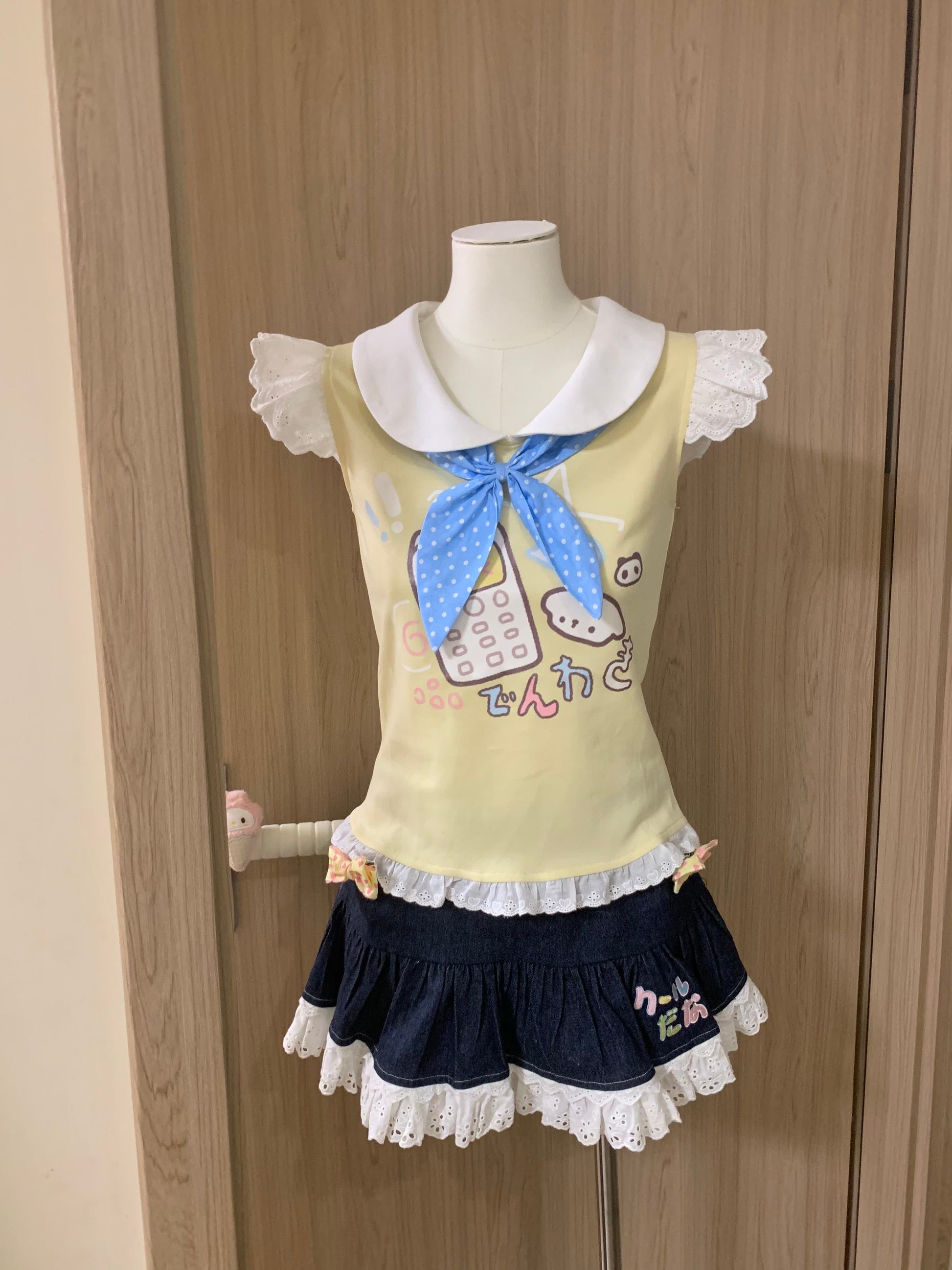 Blurred Bear - Cute Soft Girl Tee & Skirt Set set Blurred Bear