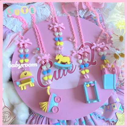 Bear Doll Babyroom Necklace | Decora Kei Handmade Kawaii Charm necklace Bear Doll