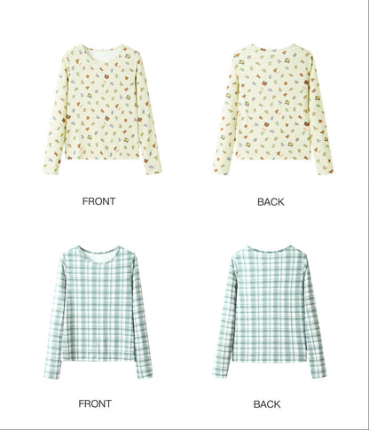 tntntutu - Waffle Knit Printed Long-Sleeve Top shirt tntntutu